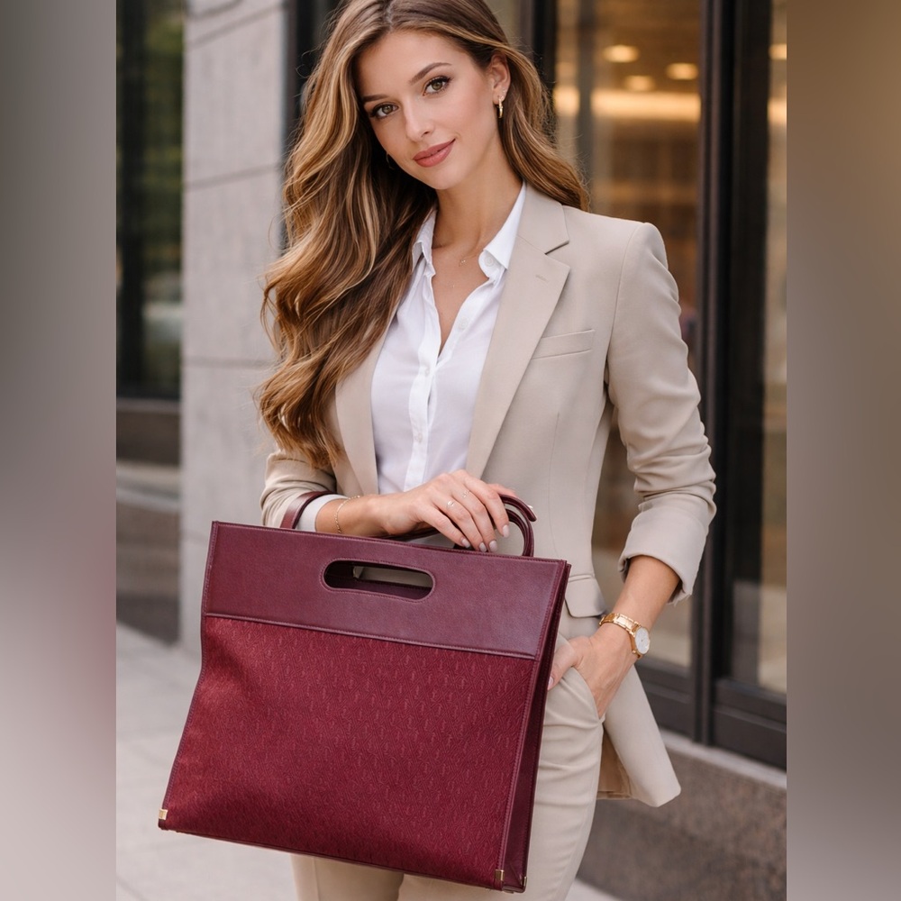 Saint Laurent Burgundy and Black Women's Tote bag (2-way strap included)